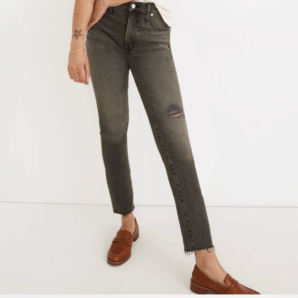 Madewell The Perfect Vintage Jean in Cosner Wash: Knee-Rip Edition, Size 32 Tall